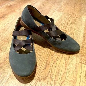 Soft green suede ballet flats by Hush Puppies